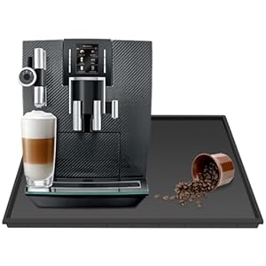 Silicone Mat Under Coffee Machine With Lip Coffee Maker Appliance Automatic Machines Espresso Accessory Black Multifunctional Rubber Base Mat (18.9 x 11.8)