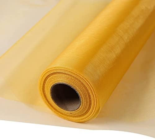 30 m x 30 cm Fabric Table Runner Tulle Roll Organza Transparent Roll of Organza Sheer Fabric Elegant Decorative Cloth for Wedding Chair Table Decoration DIY Crafts (Ivory)