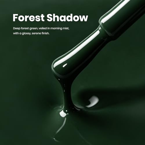 Image of Beetles Dark Green Gel Polish - Forest Shadow, 1pc 15ml Full Size HEMA-Free Deep Forest Green Fall Gel Polish Soak Off UV LED, Glossy Solid Color Nail Art Salon DIY Manicure