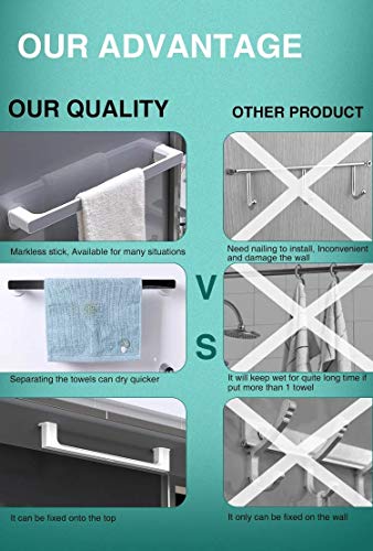 Image of ZURATO Self Adhesive Wall Mount Towel Holder /Towel Stand /Multi-Function Towel Rack for Kitchen Bathroom Toilet,Under Cabinet,Garage,Laundry,Pantry 18.27 * 2.5 * 1.18 Inche (Large-46Cm),Abs Plastic