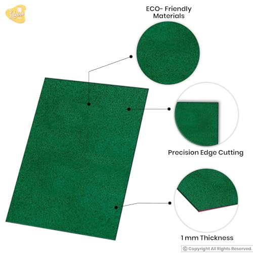 Image of Lakeer A3 Dark Green Felt Sheets - 1mm Thick, Stiff Fabric, Pack of 10, for DIY Crafts, Sewing, Scrapbooking, School Projects.