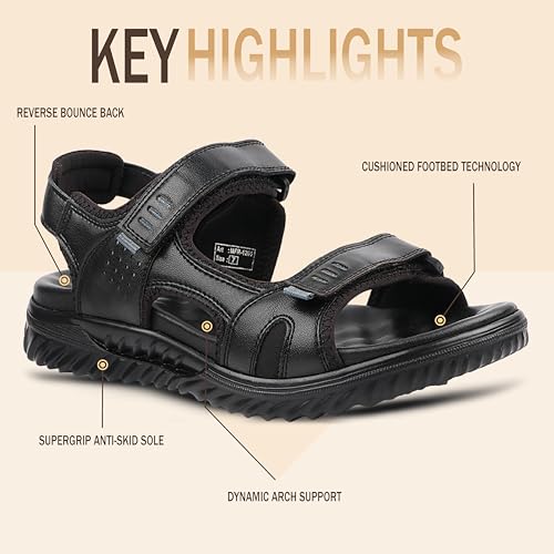 Image of Medifeet Men's Sport Sandals, Adjustable Straps, Comfort Platform Sole (BLACK, UK Footwear Size System, Adult, Men, Numeric, Medium, 7)