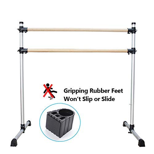 Umeken Wood Ballet Barre 4 Foot Portable Barre Bar Home Adjustable Double Freestanding Ballet Stretch Dance Bar For Kids Adult, With Carry Bag #TOP7
