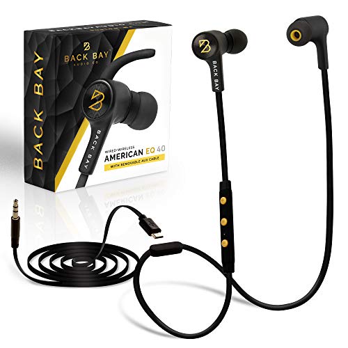 Back Bay 2-in-1 Wireless & Wired Bluetooth Earbuds. Sweatproof Wireless Stereo Headphones