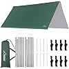 WADEO Camping Tarp with Poles, Waterproof and Lightweight Tent Hammock Tarp, 10X10FT Backpacking Rain Fly Survival Shelter for Camping, Hiking, Picnic and Outdoor Activities