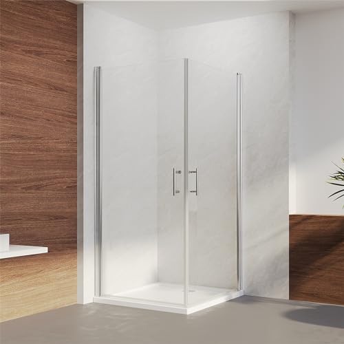 IMPTS Duschkabine Eckeinstieg 80x100x195cm Duschwand Duschtür Nischentür Pendeltür Duschabtrennung Dusche LINKS & RECHTS MONTIERBAR aus 6mm Nano ESG Glas ohne Duschtasse