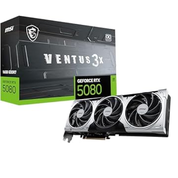 MSI Placa gráfica Gaming RTX 5080 16G Ventus 3X OC Plus (16GB GDDR7, 256-bit, Extreme Clock TBD MHz, DisplayPort x 3 2.1a, HDMI 2.1b, NVIDIA Blackwell Architecture)