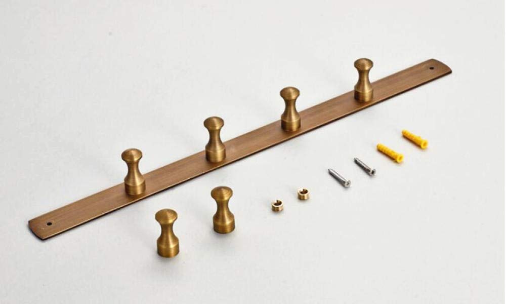 Haczyki, haczyki samoprzylepne, haczyk retro, haczyka szlafroporne stojaki ścienne Solid mosiężne antyczne wykończenie ręcznika łazienka Haczyk do drzwi Wieszk (Color : 6 Hook, Size : One size)