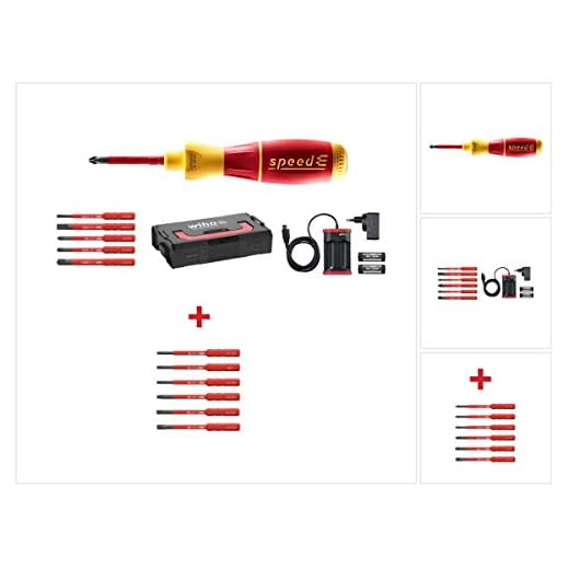 Wiha speedE® elektronischer Schraubendreher - Set 1 in L-Box mit 2x 1,5 Ah Akku und Ladegerät + Bits (41911) + Bit Set slimBit electric Torx Satz 6 - teilig