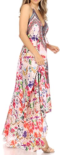 Image of Sakkas Lizi Womens Maxi High-Low Halter Handkerchief Long Dress Beach Party