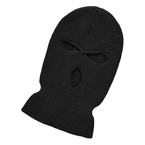 FAMKIT 3-Hole Knitted Full Face Cover Winter Balaclava Windproof Warm Knit Full Face Hat Black for Skiing Cycling Cover