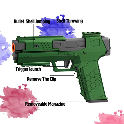 Toy Gun Soft Bullet, Educational Model Toys Pistol Shooting Games Shell Ejecting Toy Guns Foam Blaster, With 60 Pcs Eva Foam Soft Bullets 3 Magazines And Goggles, Gifts For Kids Boys Girls #TOP4