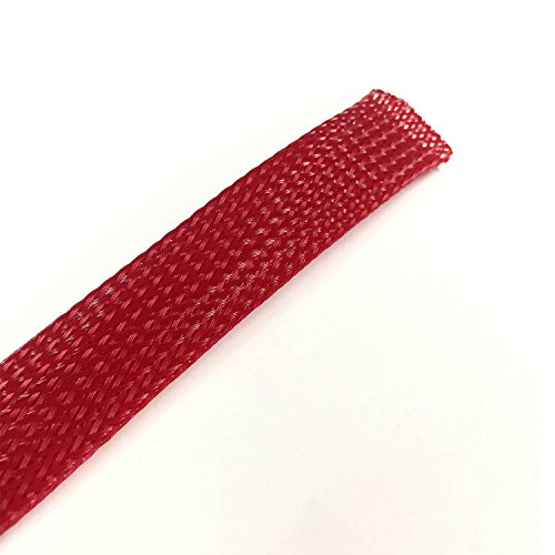 Electriduct Expandable Braid Sleeving | Polyester High Flame Retardant Flexible Cable Mesh Sleeve | 3/4" - 10 Feet (Red)