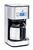 Senya cafetière électrique programmable Inox Hot Coffee, verseuse isotherme en acier inoxydable, fonction sélecteur d’arôme, maintien au chaud, 1,2L, 800W, SYBF-CM025