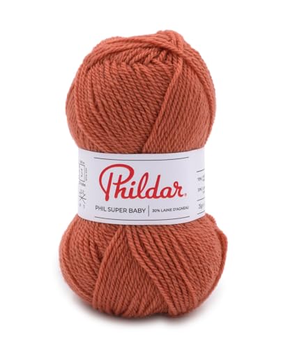 Phildar - Pelote de Laine Phil Super Baby - Laine à Crocheter et à Tricoter - 70% ACRYLIQUE,30% LAINE D'AGNEAU - Aiguille n°3 - Couleur ROUGE