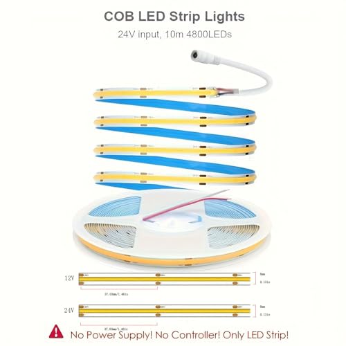 Tira de LED COB 10 m 24V 6500K Blanco Frío Flexible miniatura 4
