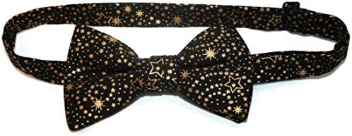 Holiday Bow Ties Mens Pretied Bow Tie with Metallic Stars, Men’s, Black Gold (Mens)