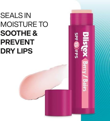 Blistex Medicated Berry Balm 3 Count, 0.15oz Ea. - Soothes and Protects - Advanced Medicated Lip Care for Dry, Chapped Lips, Specialized Solutions for Healthy Lips - SPF 15 Sun Protection