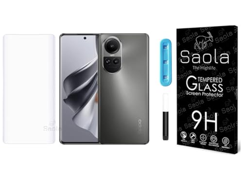 Image of Saola Curved UV Tempered Glass For Oppo Reno 10 5G. Comes With UV Light & Glue For Finest Pasting. Edge To Edge Protection With Case Friendly Fit. (Pack Of 1)