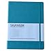 Siwengde Dotted-grid Bujo Bullet Journal Wide Ruled Notebook Extra Large (B5,19cmx25cm) 7.5"x9.8" 160 Dot-squared And Lined Pages Thick 100gsm Smooth Paper Ink-proof (Aquamarine,Teal)