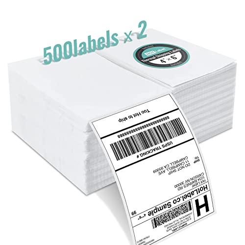 Hotlabel Lot de 1000 étiquettes d'expédition thermiques directes de 10 x 15 cm pour colis, étiquettes thermiques pliées en éventail de 10,2 x 15,2 cm – Étiquettes d'adresse d'expédition transparentes