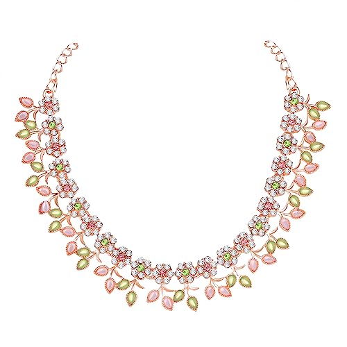 Atasi International Crystal Necklace Jewellery Set with Earrings | Best Suited for Party, Wedding, and Festive Occasions for Women