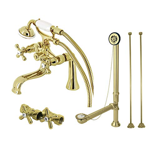 Kingston CCK228PB Clawfoot Tub Faucet Package, Polished Brass