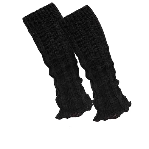 MOUNTREX Stulpen Damen - Beinwärmer mit Alpaka Wolle, Beinstulpen für Herbst, Winter - Leg Warmers - One Size - 1 Paar (Schwarz)