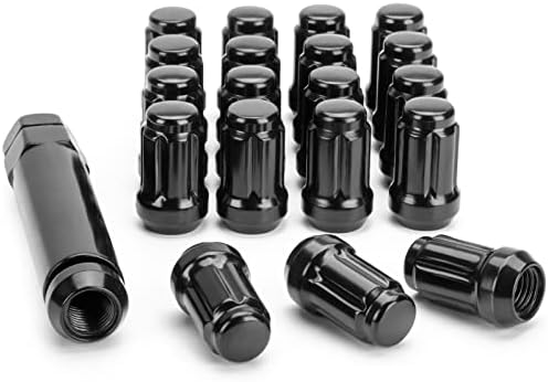 1/2-20 Lug Nuts,20PCS 6 Spine 1.38" Long Cone Bulge Seat Aftermarket Locking Wheel Lug Nut with Socket Key for Dodge Ford Jeep Golf Cart Ezgo Club Car Cherokee Commander Comanche Liberty TJ XJ ZJ CJ5