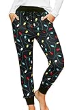 For G and PL Women Christmas Lounge Pants Sleep Xmas Print Drawstring Xmas Pajama Bottoms Christmas