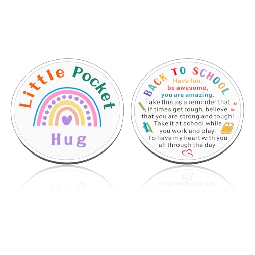 School Stuff Pocket Hug Token for Teen Girls Boys, Back to School Gifts for Kids Student, Cute Back to Schools Supplies for Daughter Son, First Day of Kindergarten Schools Gift, 1st Day of School-Sign