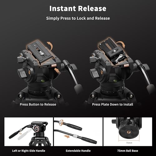 Cayer K6 Fluid Head, 75mm Base Video Head 17.6 Lb Load for DSLR Camera - image 4
