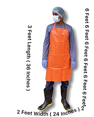 Image of Waterproof Aprons for Diswashing, Chemical Handling, Meat Cutting, Liquid handling, Durable, Multi purpose (24 * 36, ORANGE, 1)