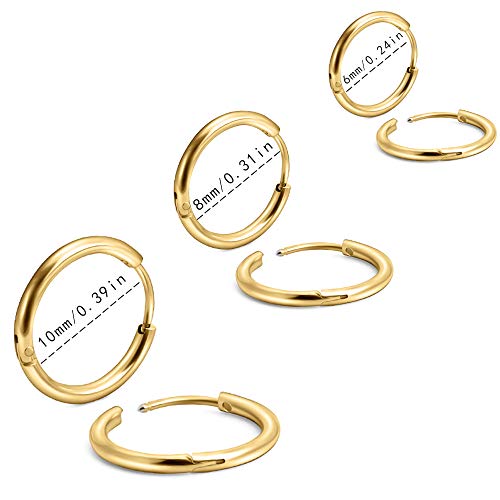 Unisex 18K Real Gold Plating Surgical Steel Sleeper Tiny Hoop Earrings,Nose Ring Septum Ring Helix Ring Daith Ring Lip Ring Nipple Ring Snug Ring Rook Ring Body Piercing Jewelry2