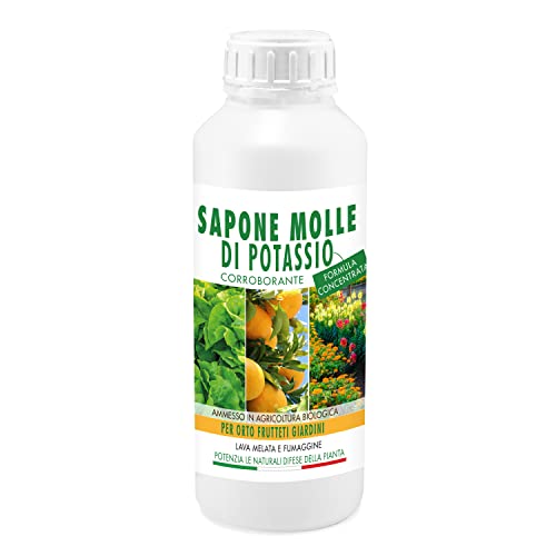 Sapone Molle di Potassio 1L per Orto e Frutta, Corroborante Concentrato - Efficace su Insetti parassiti melata e fumaggine