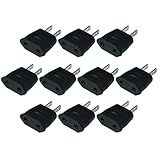 EU Euro Europe to US USA Power Jack Wall Plug Converter Travel Adapter Adaptor (10 PCS)