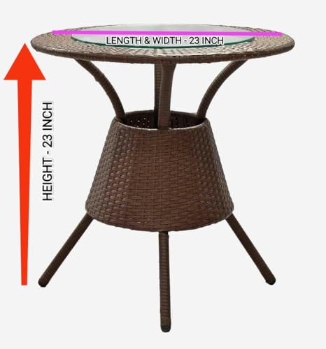 Image of PRATHAM India 2+1 Outdoor Indoor Patio Set Bistro Set Rattan Chair Patio Set Lawn Balcony Hall Outdoor Garden D 12 Chair Table Set (Chocolate Brown)