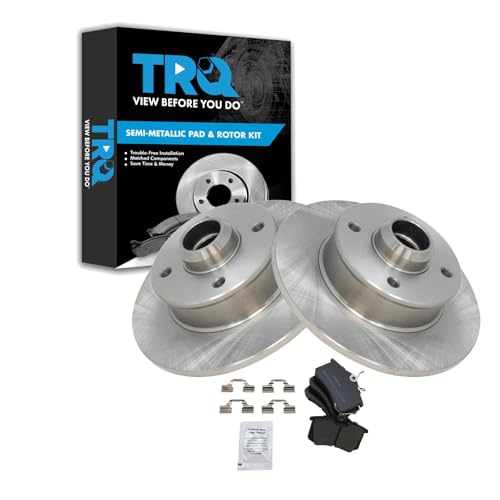 Image of TRQ Rear Semi Metallic Brake Pad and Rotor Set | For 96-98 Jetta GLS 97-98 GT 94-98 Golf with 4 Lug Wheels 88-92 Golf US Built Models 90-92 Passat 90-91 Corrado