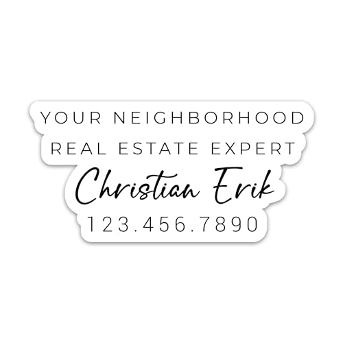 TANGOGLAM Personalized Real Estate Agent Sticker, Vinyl Waterproof Business Sticker, Your Neighborhood Real Estate Expert Custom Stickers for Laptop Water Bottle Tumbler