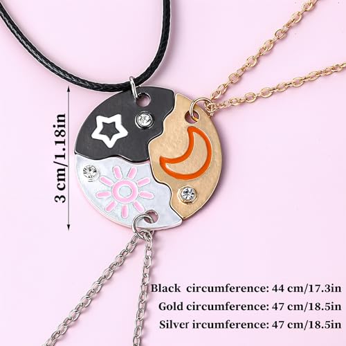 Best Friend Necklaces Forever Ever Necklace for 3 Split Heart Engraved Weirdo Sun Star Moon Pendant Necklaces Matching Puzzle Set Sisters Friendship Thanksgiving Day2
