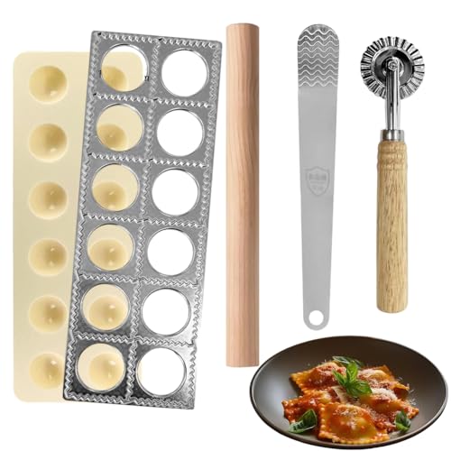 5-teiliges Ravioli Maker Ravioli Former, stellt 12 Stück gleichzeitig her, mit Nudelholz,...