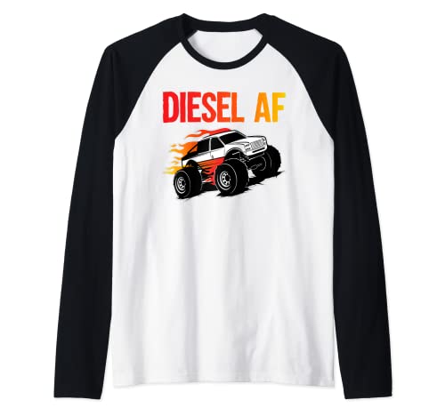 Diesel AF As Fuck Shirts Monster Lifted Big Truck Mechanic Raglan Baseball Tee