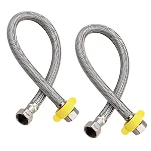 Ruhe Connection Pipe | 304 Grade Stainless Steel Connection Pipe Suitable for Hot & Cold Mixer Faucets for basins and sinks, Geysers, and Flush tanks | 24 Inches (Set Of 2)