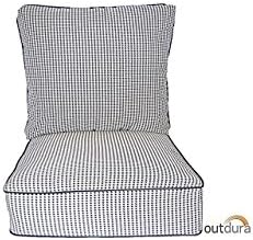 Resort Spa Home Decor Outdura Black Houndstooth Woven Jacquard Cushion Set for Indoor/Outdoor Deep Seat Furniture Chair - Choose Size (Seat Cushion 22" w X 22" d)