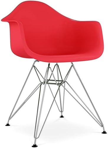 Aron Living Tower - Sillón de plástico y acero cromado de 18.0in, color rojo