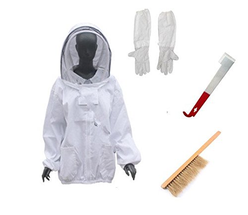 Thickening Beekeeping Suit Jacket Gloves Thick Heavy with Glove Kits (White2)