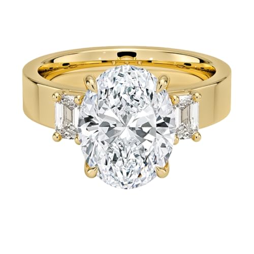 3 CT Oval Cut Lab Grown Diamond Emerald Three Stone Engagement Ring