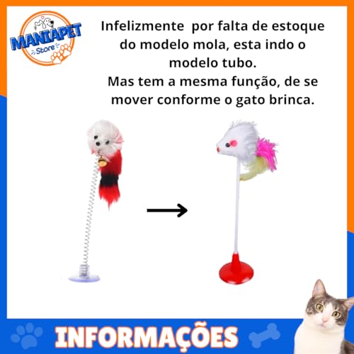 Kit 2 Brinquedo Para Gato Elástico Pendura Porta Ratinho Mola com ventosa