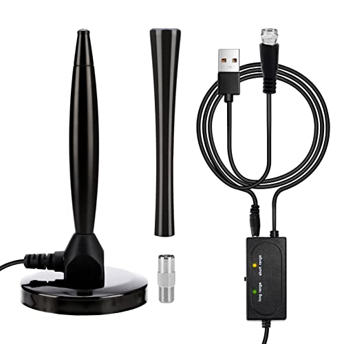 Antena de TV, Topretty ATSC DVB-T2 Antena de TV Interior Acondicionador de señal Reforzado de 360° Integrado, Antena de Rango de más de 250 Millas Compatible con 4k 1080p