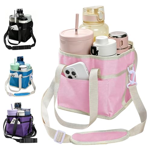 Drink Carrier Bag for 4 Cups Drink Holder Bag with Adjustable Strap & Handle Hands-Free Insulated Drink Caddy Portable Drink Bag & Drink Carrier for Travel